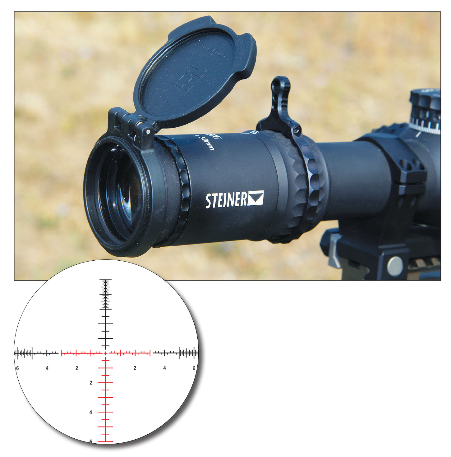 T5Xi Series riflescopes are supplied with spring-loaded protective lens caps (front and rear) to keep dust and moisture out.